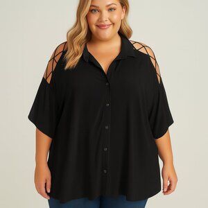 COPY - DR2 White Oversized Notched Collar Button Down Shirt